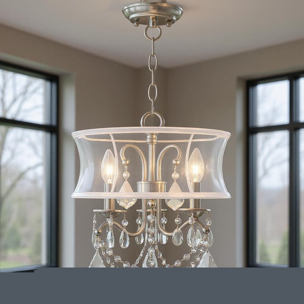 Three Light Dimmable Chandelier With Shades HomeRoots
