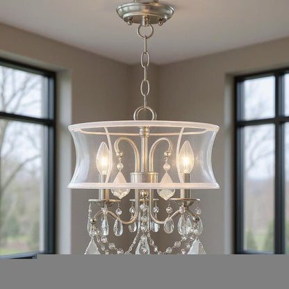 Three Light Dimmable Chandelier With Shades HomeRoots