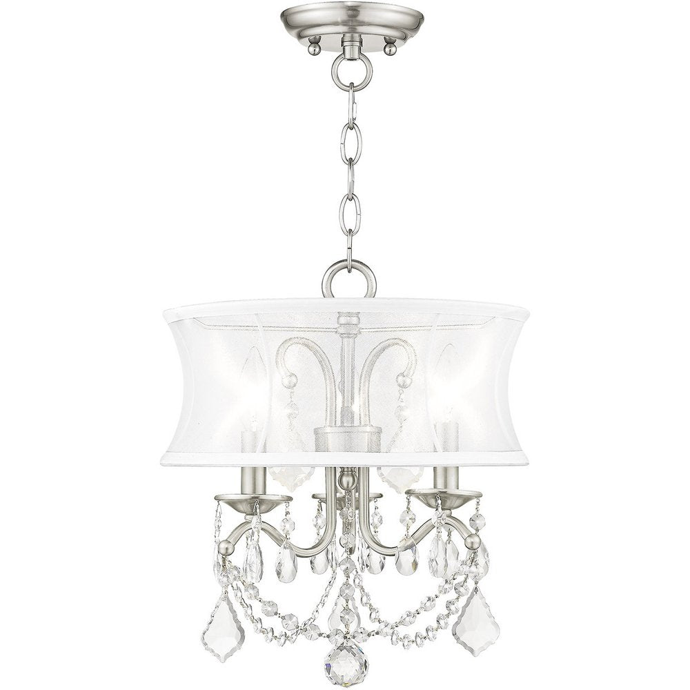 Nickel Three Light Metal Dimmable Chandelier With Shades HomeRoots