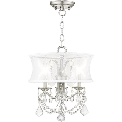 Nickel Three Light Metal Dimmable Chandelier With Shades HomeRoots