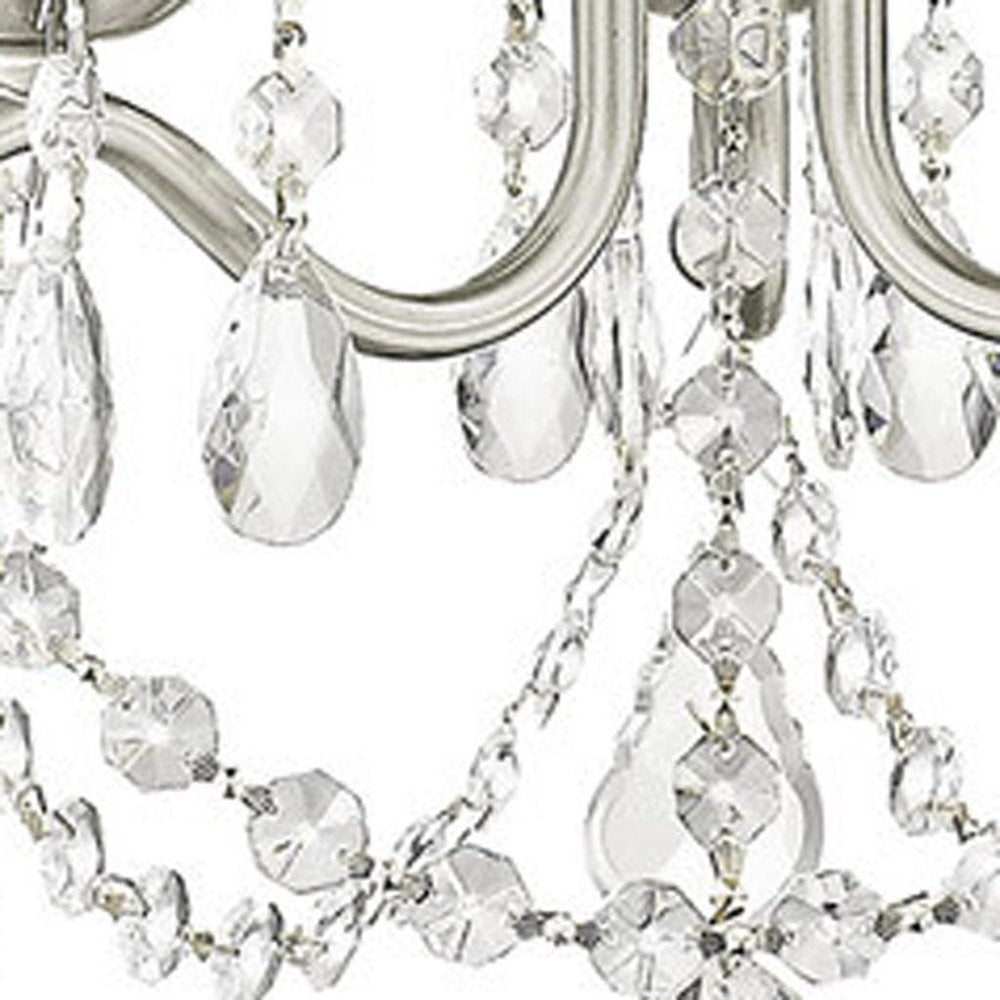 Nickel Three Light Metal Dimmable Chandelier With Shades HomeRoots