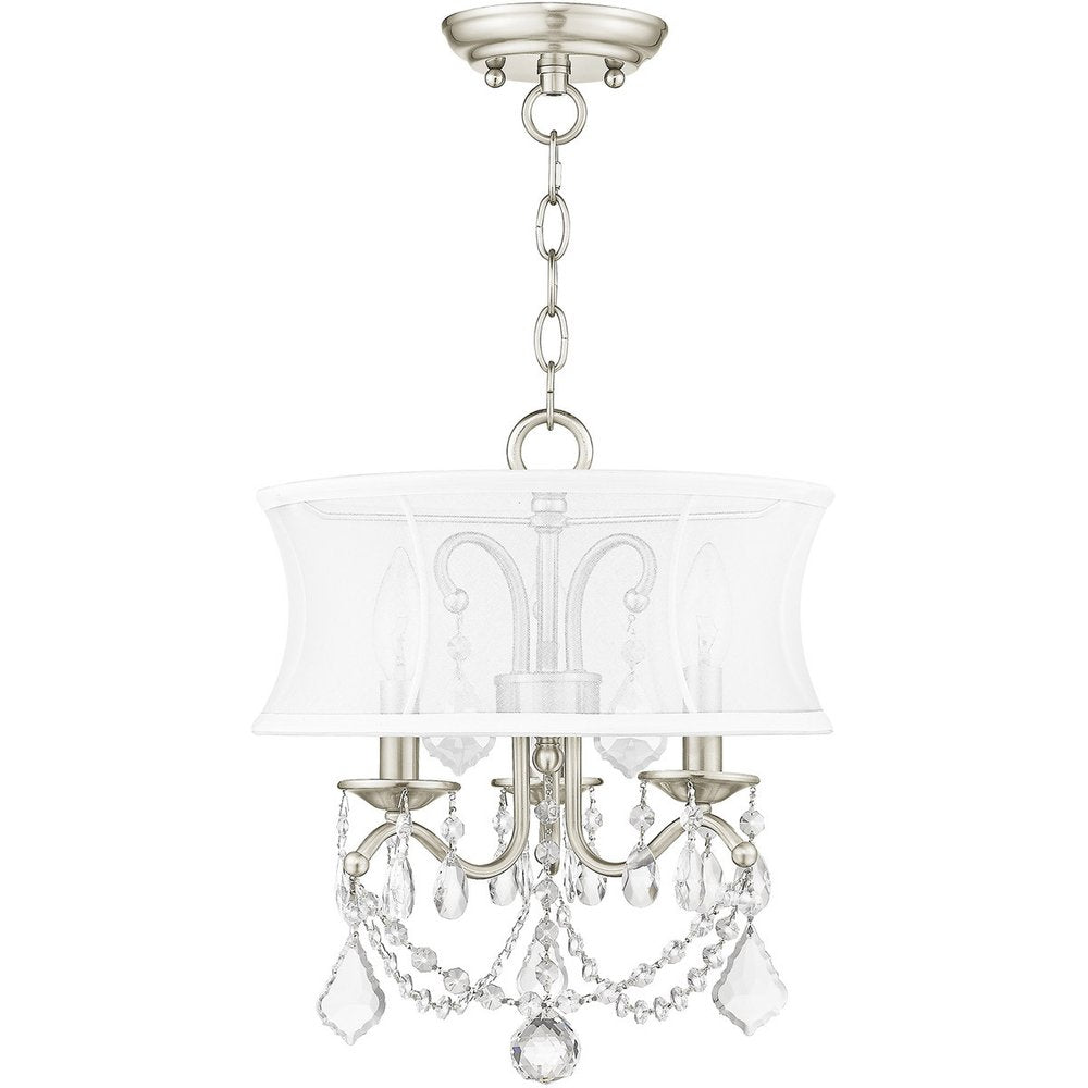 Nickel Three Light Metal Dimmable Chandelier With Shades HomeRoots
