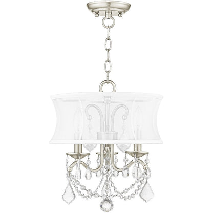 Nickel Three Light Metal Dimmable Chandelier With Shades HomeRoots