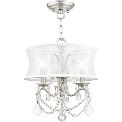 Nickel Three Light Metal Dimmable Chandelier With Shades HomeRoots