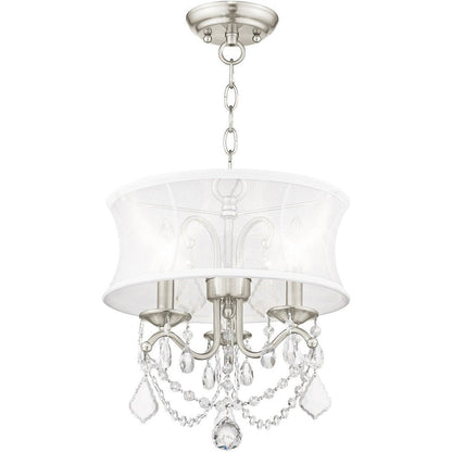 Nickel Three Light Metal Dimmable Chandelier With Shades HomeRoots