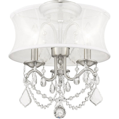 Nickel Three Light Metal Dimmable Chandelier With Shades HomeRoots