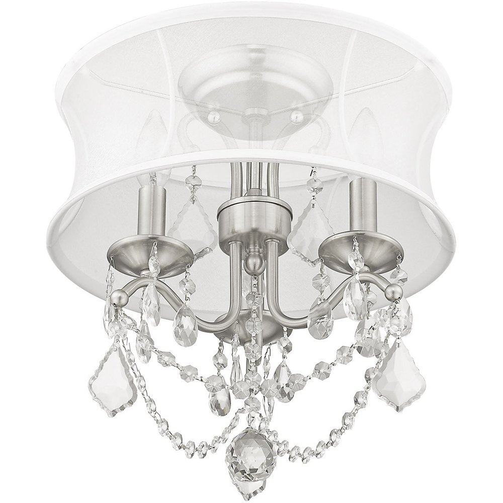 Nickel Three Light Metal Dimmable Chandelier With Shades HomeRoots
