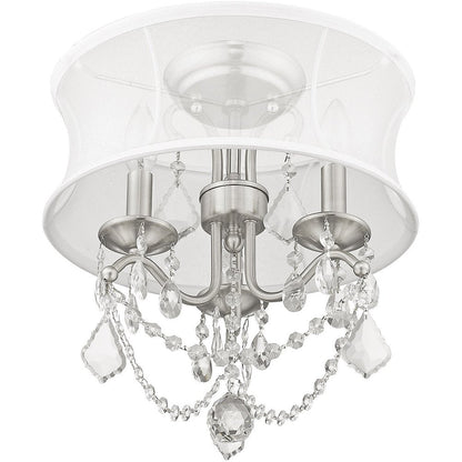 Nickel Three Light Metal Dimmable Chandelier With Shades HomeRoots