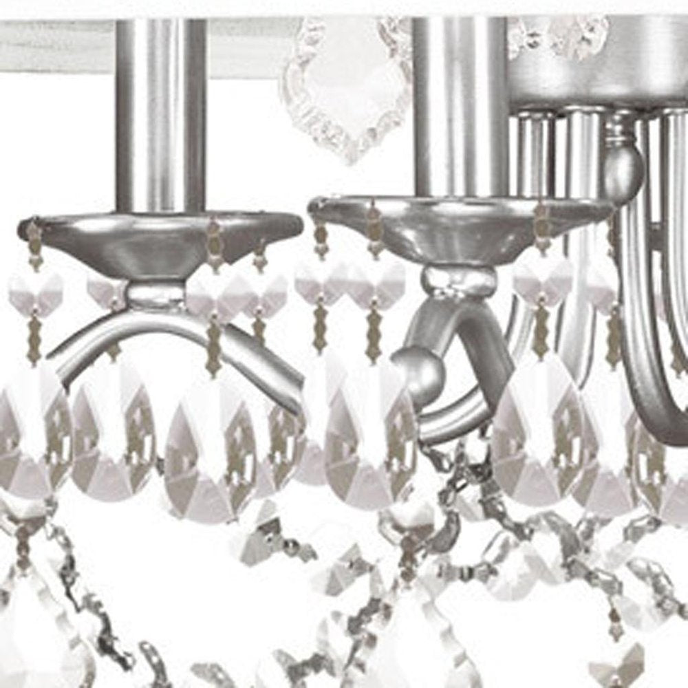 Nickel Four Light Metal Dimmable Chandelier With Shades HomeRoots