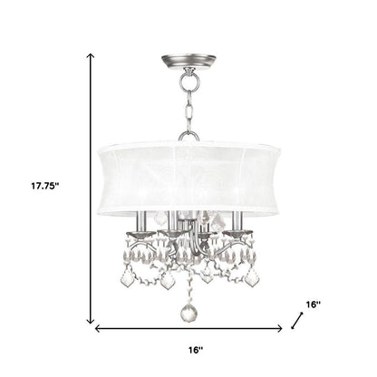 Nickel Four Light Metal Dimmable Chandelier With Shades HomeRoots