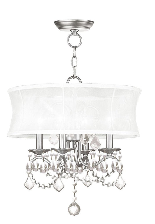 Nickel Four Light Metal Dimmable Chandelier With Shades HomeRoots