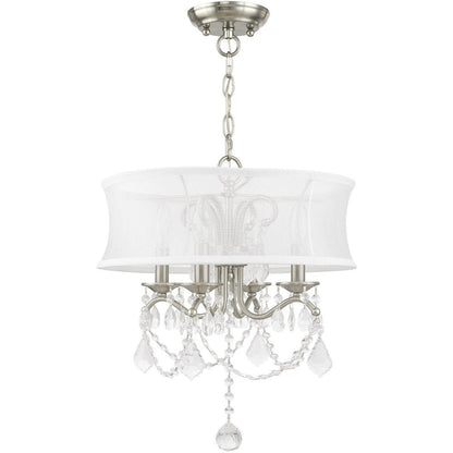Nickel Four Light Metal Dimmable Chandelier With Shades HomeRoots