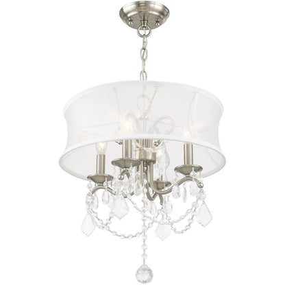Nickel Four Light Metal Dimmable Chandelier With Shades HomeRoots