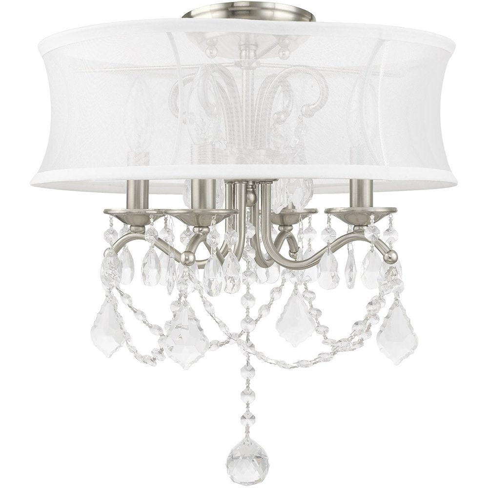 Nickel Four Light Metal Dimmable Chandelier With Shades HomeRoots