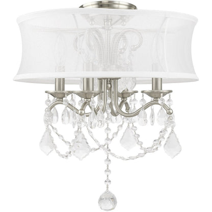 Nickel Four Light Metal Dimmable Chandelier With Shades HomeRoots
