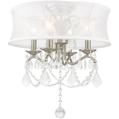 Nickel Four Light Metal Dimmable Chandelier With Shades HomeRoots
