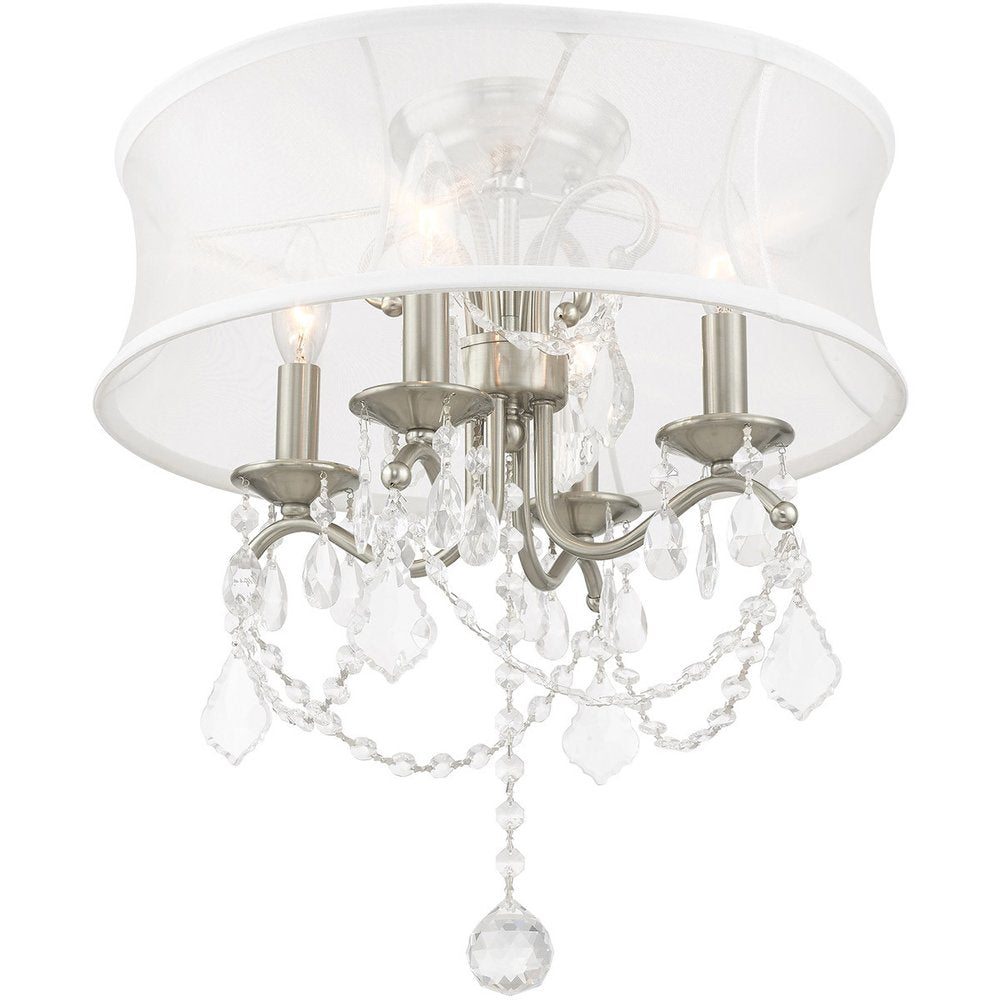 Nickel Four Light Metal Dimmable Chandelier With Shades HomeRoots