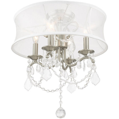 Nickel Four Light Metal Dimmable Chandelier With Shades HomeRoots