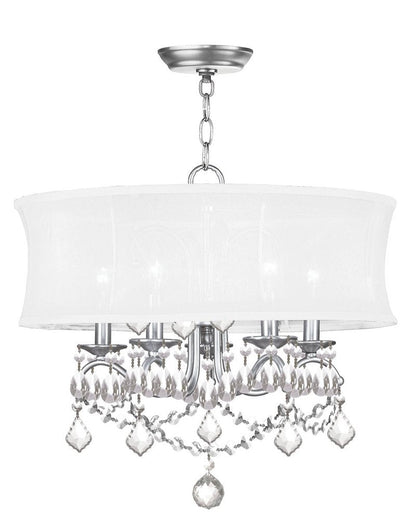Nickel Five Light Metal Dimmable Chandelier With Shades HomeRoots