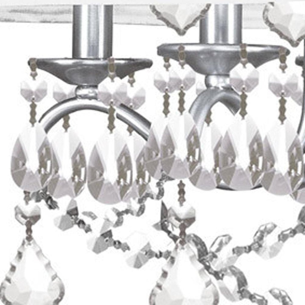 Nickel Five Light Metal Dimmable Chandelier With Shades HomeRoots
