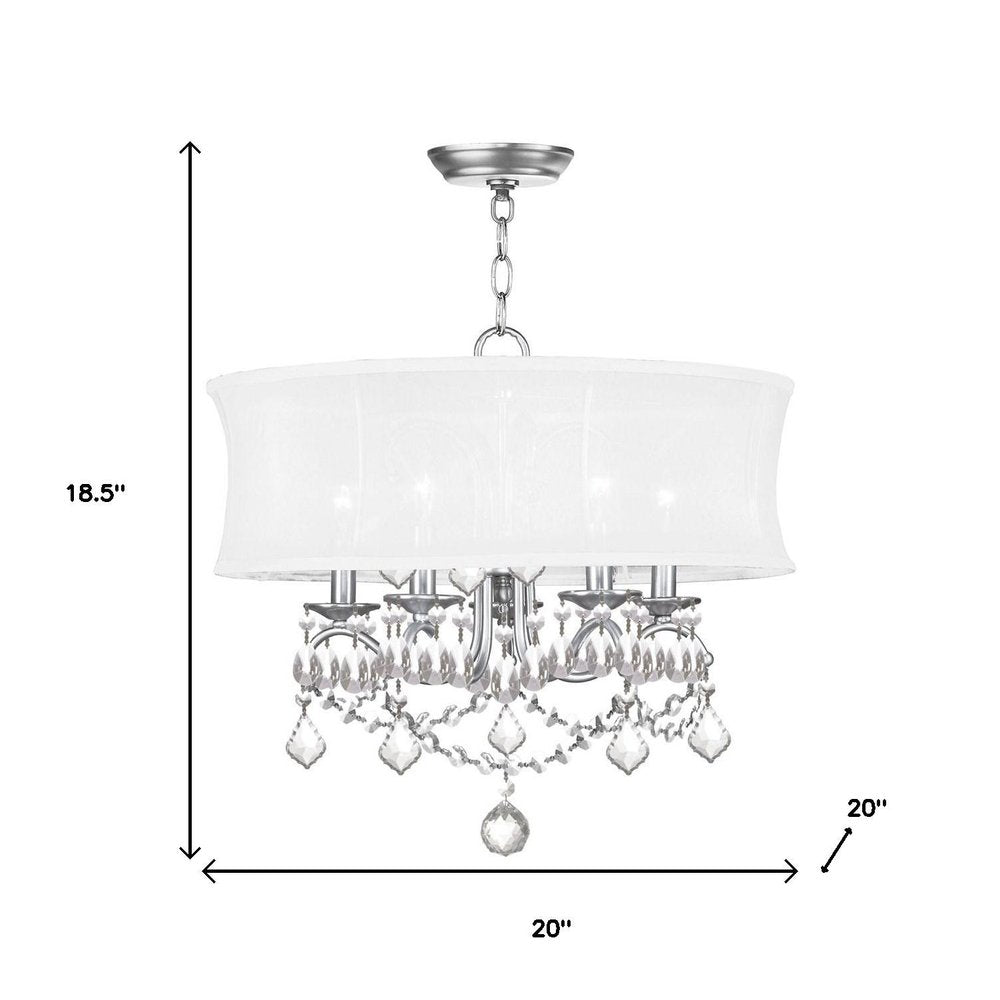 Nickel Five Light Metal Dimmable Chandelier With Shades HomeRoots