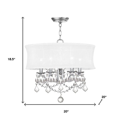 Nickel Five Light Metal Dimmable Chandelier With Shades HomeRoots