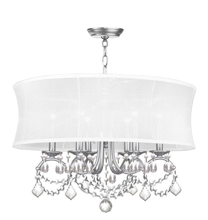 Nickel Six Light Metal Dimmable Chandelier With Shades HomeRoots