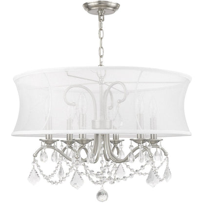 Nickel Six Light Metal Dimmable Chandelier With Shades HomeRoots