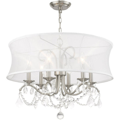Nickel Six Light Metal Dimmable Chandelier With Shades HomeRoots