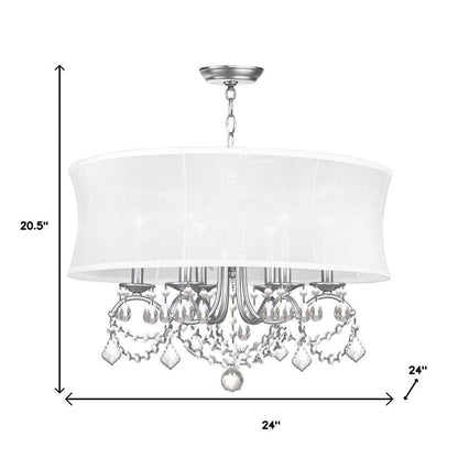 Nickel Six Light Metal Dimmable Chandelier With Shades HomeRoots