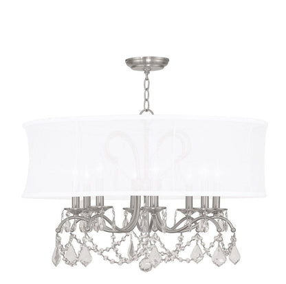 Nickel Eight Light Metal Dimmable Chandelier With Shades HomeRoots