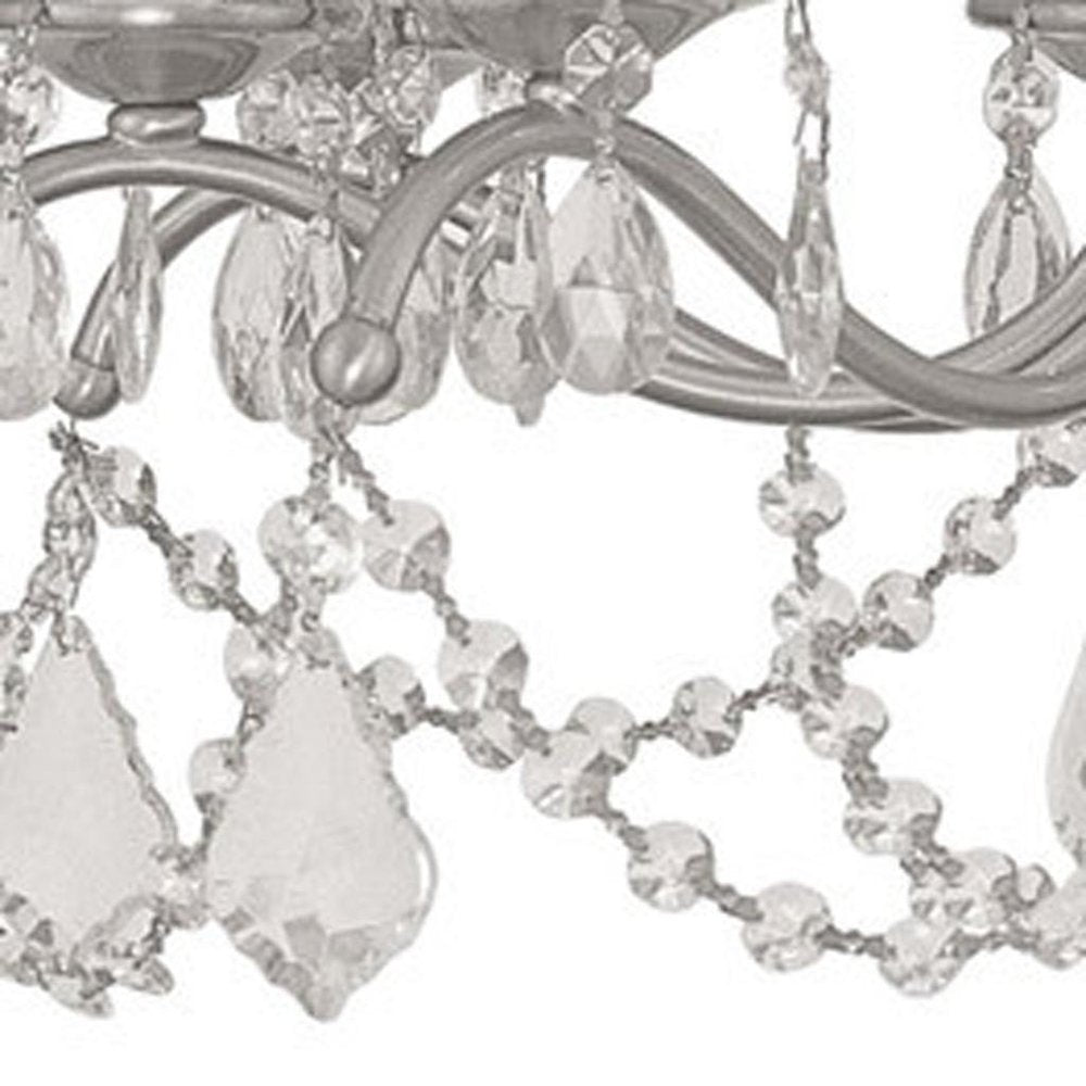 Nickel Eight Light Metal Dimmable Chandelier With Shades HomeRoots