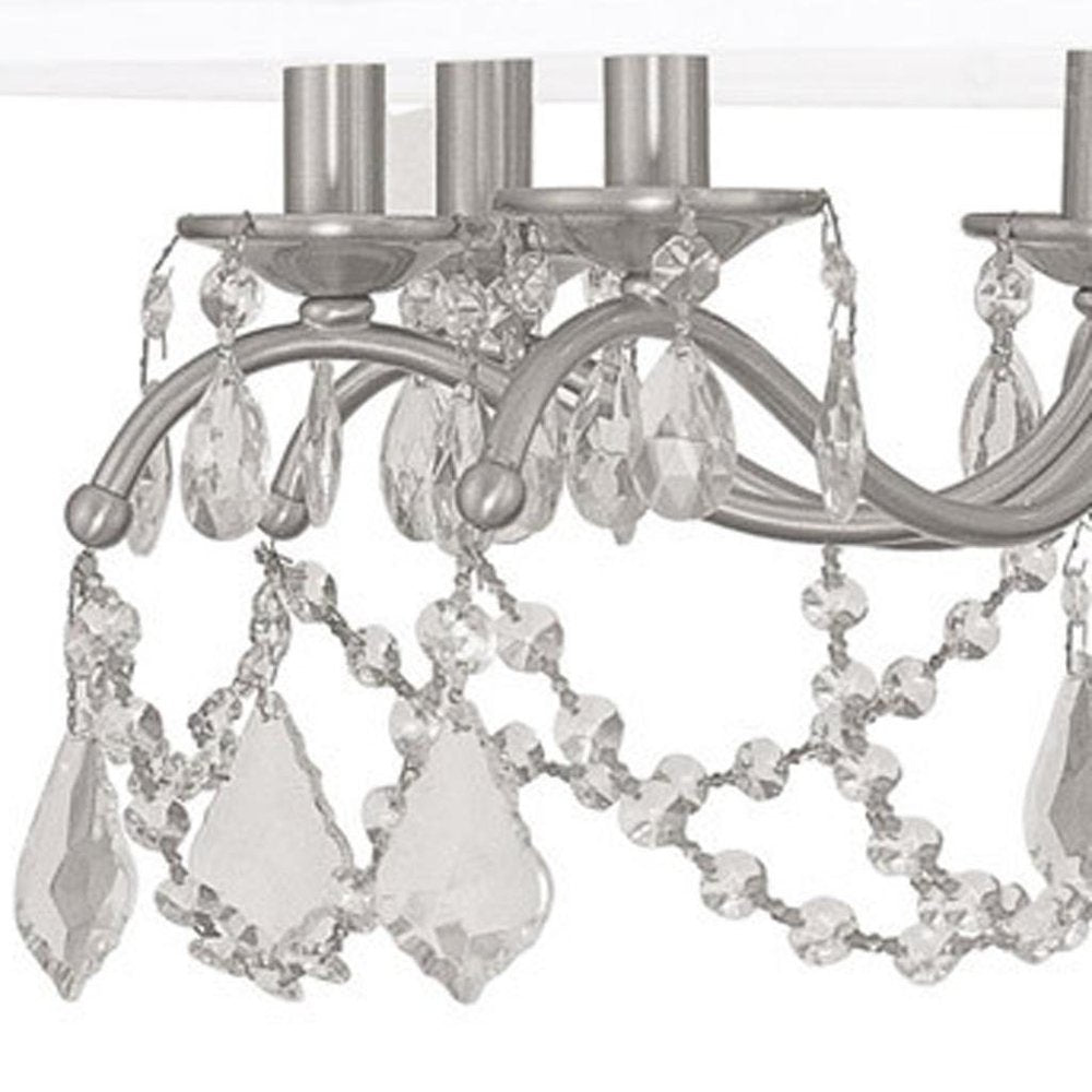 Nickel Eight Light Metal Dimmable Chandelier With Shades HomeRoots
