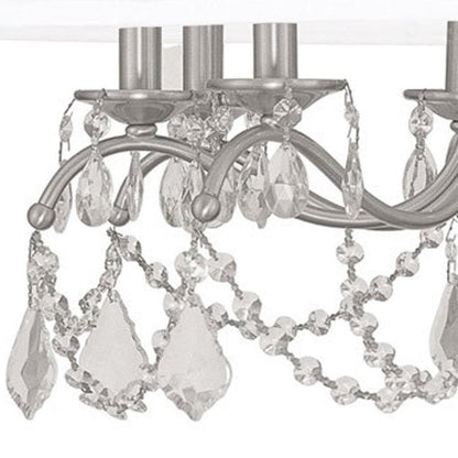 Nickel Eight Light Metal Dimmable Chandelier With Shades HomeRoots