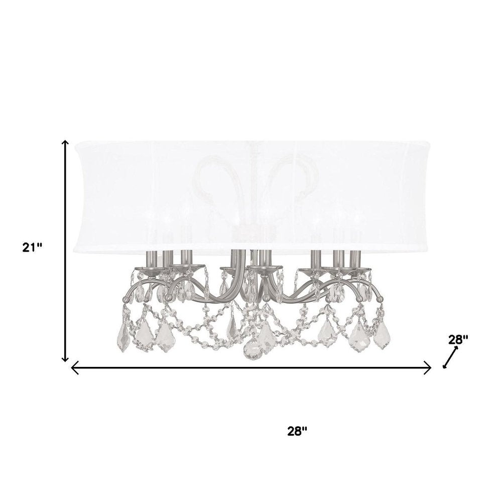 Nickel Eight Light Metal Dimmable Chandelier With Shades HomeRoots