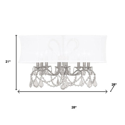 Nickel Eight Light Metal Dimmable Chandelier With Shades HomeRoots