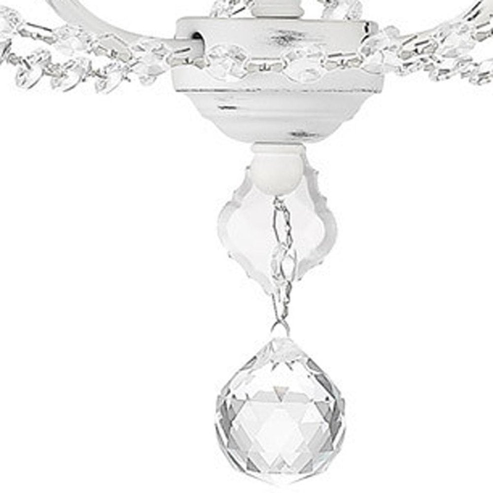 Antiqued White Three Light Metal Dimmable Chandelier With Shades HomeRoots