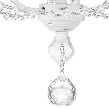 Antiqued White Three Light Metal Dimmable Chandelier With Shades HomeRoots
