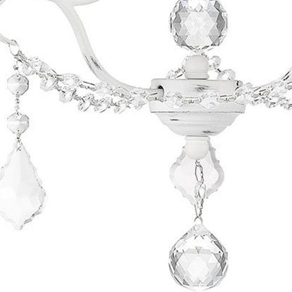 Antiqued White Three Light Metal Dimmable Chandelier With Shades HomeRoots