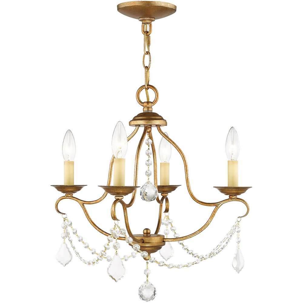 Gold Four Light Metal Dimmable Chandelier With Shades HomeRoots