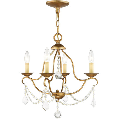 Gold Four Light Metal Dimmable Chandelier With Shades HomeRoots