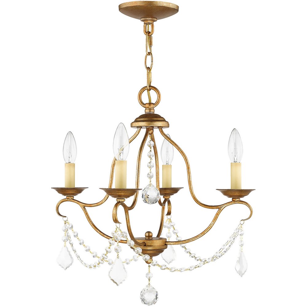 Gold Four Light Metal Dimmable Chandelier With Shades HomeRoots