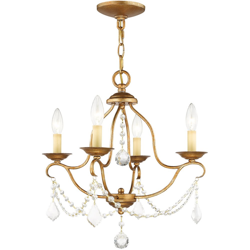 Gold Four Light Metal Dimmable Chandelier With Shades HomeRoots
