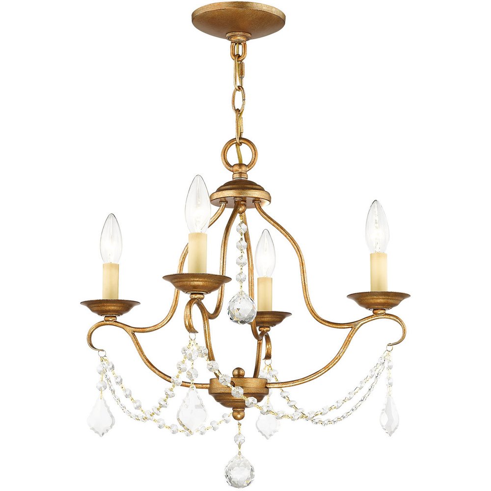 Gold Four Light Metal Dimmable Chandelier With Shades HomeRoots