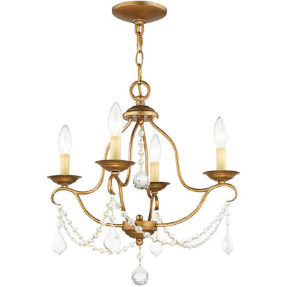 Gold Four Light Metal Dimmable Chandelier With Shades HomeRoots