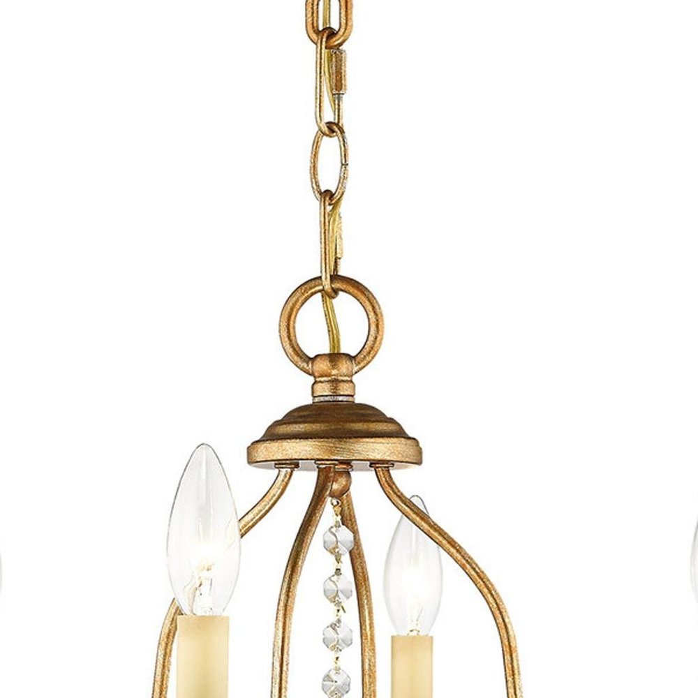 Gold Four Light Metal Dimmable Chandelier With Shades HomeRoots
