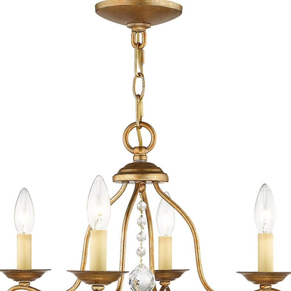Gold Four Light Metal Dimmable Chandelier With Shades HomeRoots