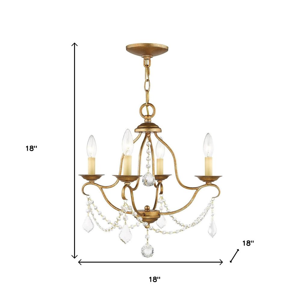 Gold Four Light Metal Dimmable Chandelier With Shades HomeRoots