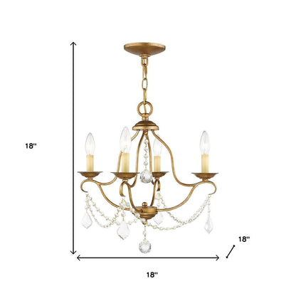 Gold Four Light Metal Dimmable Chandelier With Shades HomeRoots