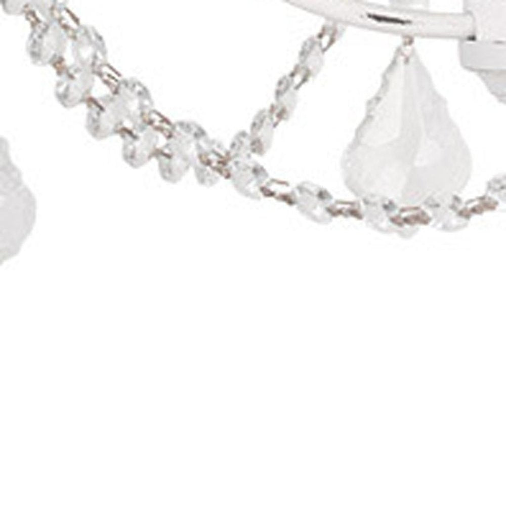 Antiqued White Four Light Metal Dimmable Chandelier With Shades HomeRoots